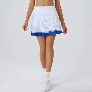 High waist Blue and White pleated skirt | built-in shorts to prevent exposure - suitable for yoga, badminton and golf Size XS