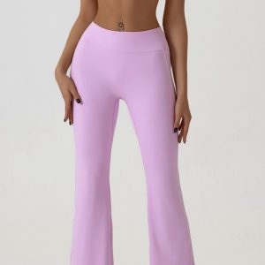 Pink Flared Leggings & Sports Bra Set - Breathable & Stretchy Activewear for Yoga, Running & Gym Workouts Size L