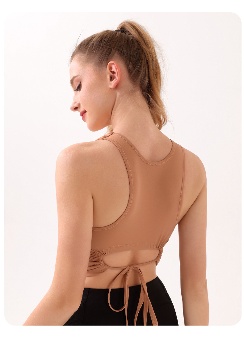 Black Summer Elastic Running Sports Vest with Padded Bra, Sleeveless Yoga Tank Top- M Size - Image 5