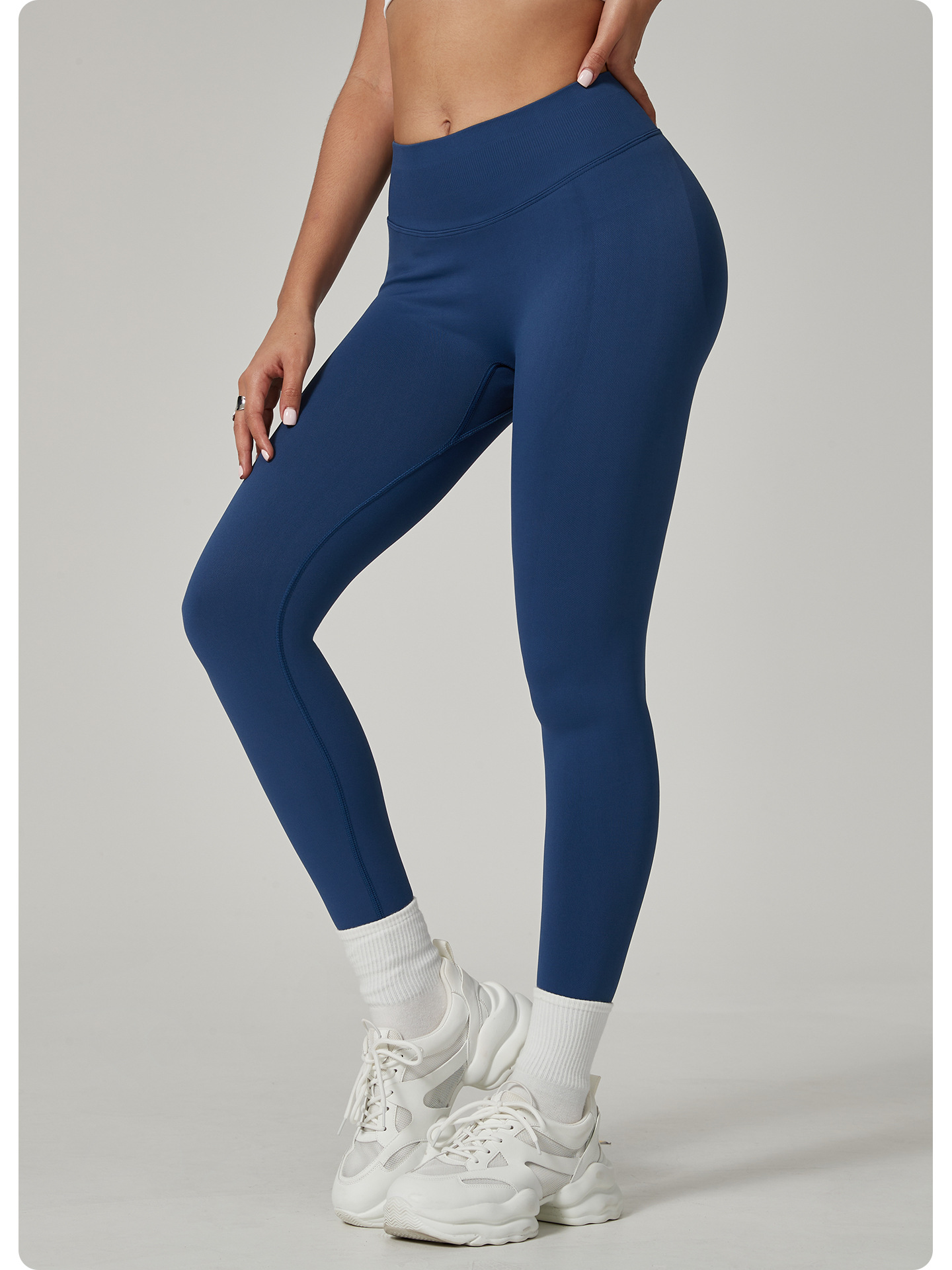 Dark Blue High-Waisted Butt Lift Yoga Pants for Women - Peach Hip Design, Full-Length Leggings, Workout and Fitness Activewear size XL - Image 3